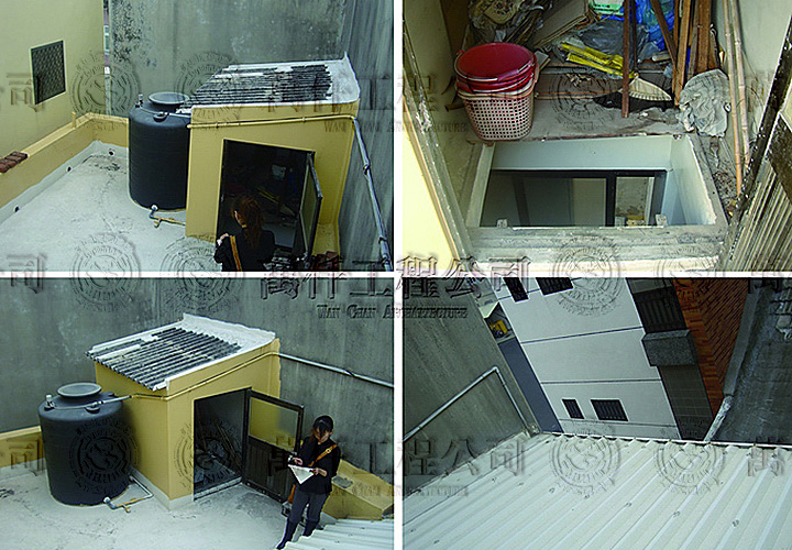 14/51 澎湖.馬公(顏公館)13 頂樓樓梯間之4張空照圖片。