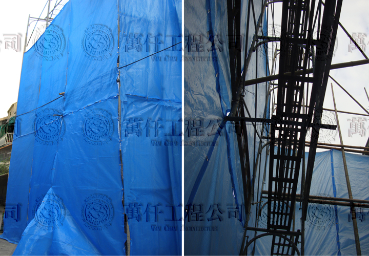 整個建物搭起”鷹架” 