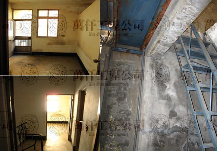 二樓與梯間/建築物體”壁癌”遍佈/上頂樓的樓梯口極為舊式陡峭不便。