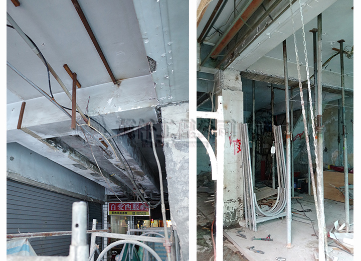 24/47 順便把菜市場公共走道天花板拆除，發現一樓樑柱劣化已延伸到公共走道