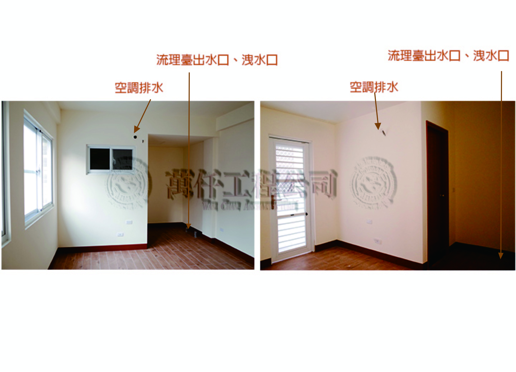 44/47 走上二樓，房間分為前後兩間，每間不僅都有獨立電表、獨立衛浴、獨立電熱水器、獨立空調排水供電，還預留加裝迷你廚衛流理台的給排水管，長租短租都適合！