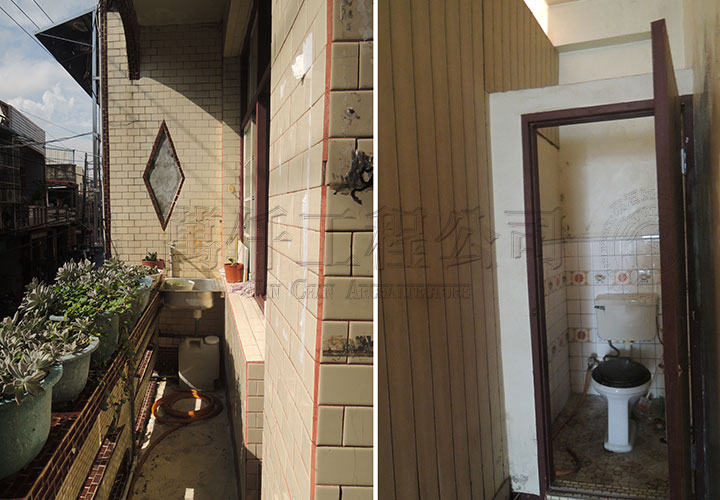 6/28 二樓內部格局。鋁門窗老舊不堪使用（施工前）