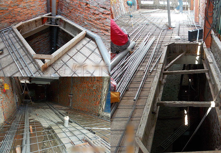 15/28 天井板模完成。板模工程與各樓層配筋、水電施工中